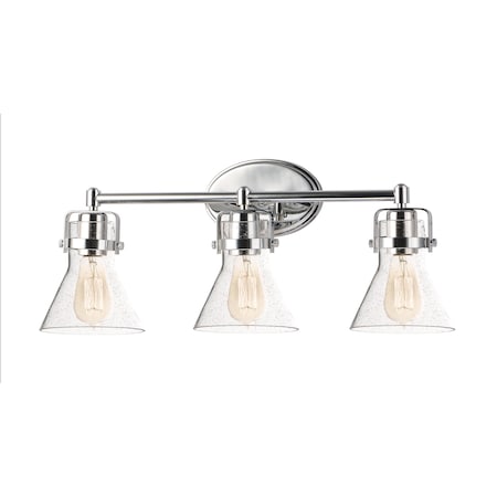 Maxim Lighting Seafarer 3-Light Bath Vanity With Bulbs, Polished Chrome 26113CDPC/BUL